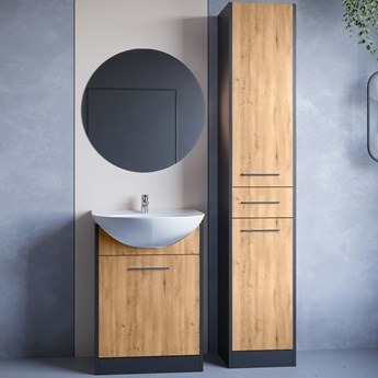 Łazienka NEPPA LONG czarny / dąb artisan laminat
