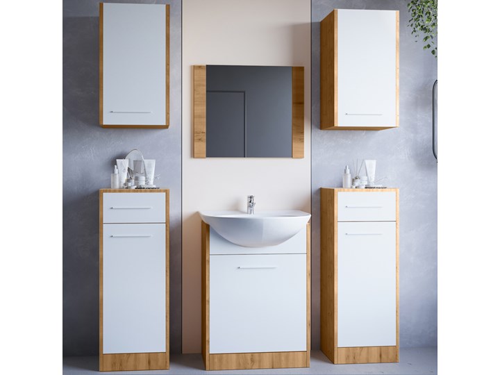 Łazienka NICO MAX dąb artisan / biały laminat Płyta laminowana Kategoria Zestawy mebli łazienkowych