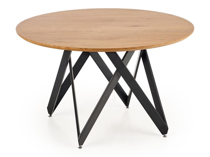 Stół MOZAMBIK dąb złoty / czarny Płyta MDF Stal Wysokość 75 cm Drewno Wysokość 120 cm Średnica 120 cm
