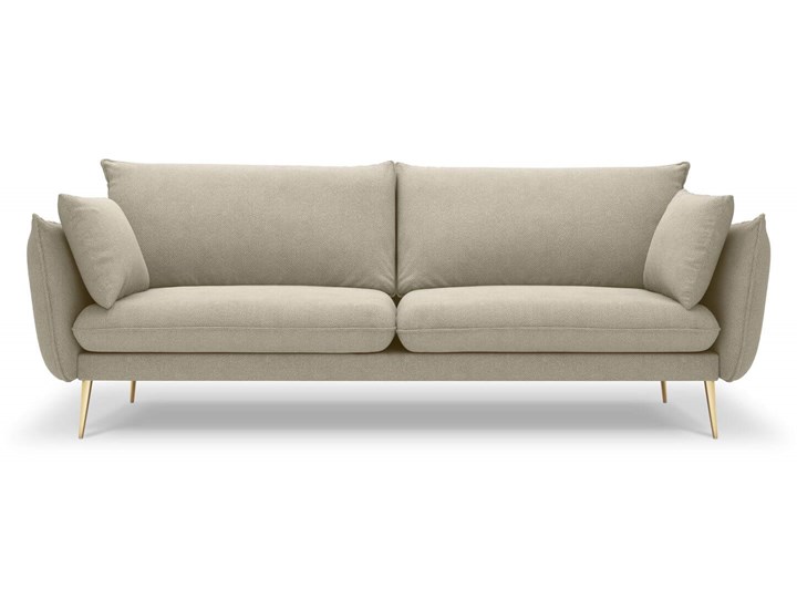 Sofa 4-osobowa Elio strukturalna tkanina ciemny beż nóżki złote Głębokość 100 cm Szerokość 228 cm Kolor Złoty