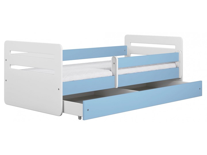 Łóżko dla chłopca z barierką Candy 2X 80x140 - niebieskie Z szufladą Płyta meblowa Neutralne Pojedyncze Rozmiar materaca 80x140 cm