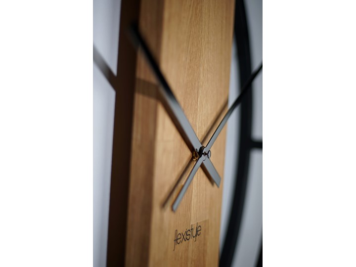 Zegar okrągły dębowy LOFT OVAL metal 50cm Szerokość 50 cm Kwadratowy Szerokość 80 cm Drewno Zegar ścienny Zasilanie Bateryjne Styl Industrialny