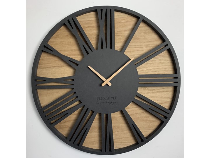Wielki zegar ścienny Roman Loft 50cm Okrągły Szerokość 50 cm Drewno Pomieszczenie Salon