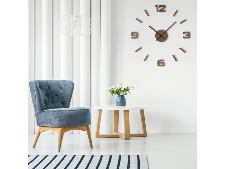Drewniany zegar ścienny dębowy EKO 75cm Szerokość 75 cm Okrągły Drewno Pomieszczenie Salon