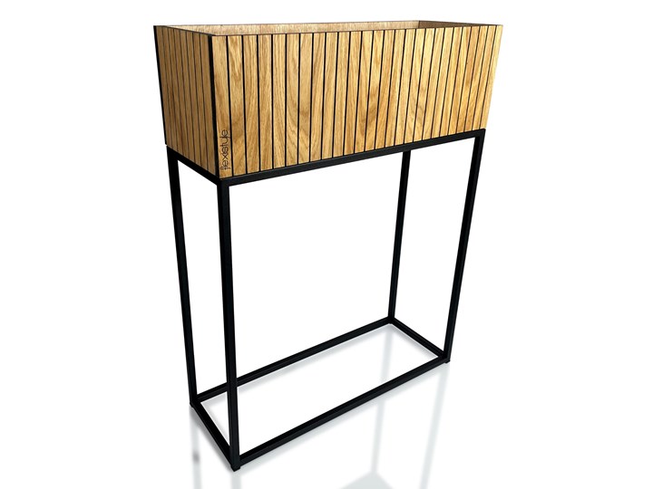 Kwietnik loftowy FIORINO lamele 62x22x80 cm Tworzywo sztuczne Kategoria Doniczki i kwietniki Wysokość 60 cm Metal Wysokość 20 cm Drewno Kwietnik stojący Kolor Czarny