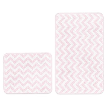 Biało-różowe dywaniki łazienkowe zestaw 2 szt. 100x60 cm – Minimalist Home World