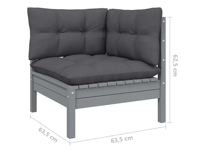 vidaXL 9-cz. zestaw wypoczynkowy do ogrodu, poduszki, szary, sosnowy Zestawy wypoczynkowe Kategoria Zestawy mebli ogrodowych Drewno Zawartość zestawu Sofa