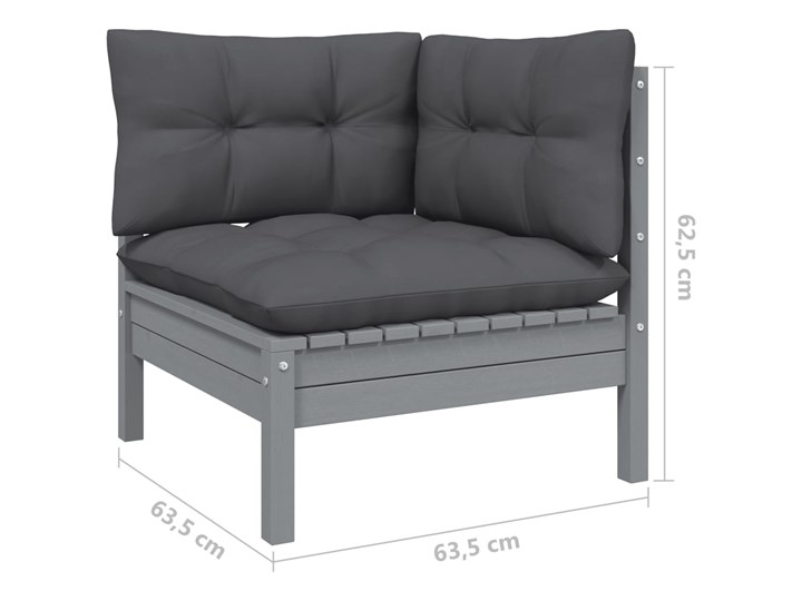 vidaXL 10-cz. zestaw wypoczynkowy do ogrodu, poduszki, szary, sosnowy Drewno Zestawy modułowe Zestawy wypoczynkowe Zawartość zestawu Sofa Liczba miejsc Dziesięcioosobowy