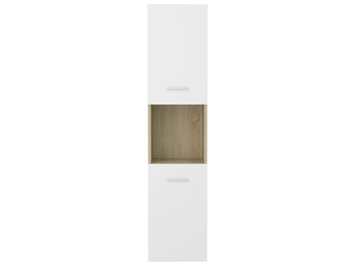 vidaXL Szafka łazienkowa, biel i dąb sonoma, 30x30x130 cm, płyta Drewno Płyta stolarska Pionowe Płyta MDF Styl Nowoczesny Słupek Wiszące Kolor Beżowy