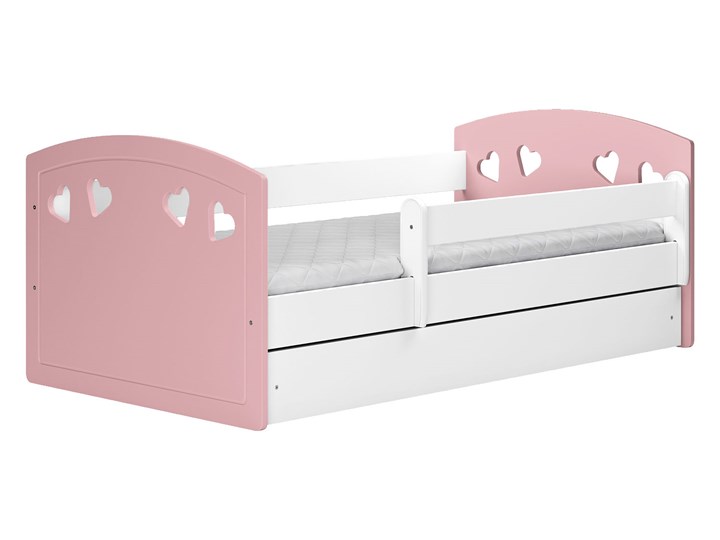 Łóżko dla dziecka z szufladą Nolia 3X 80x160 - pudrowy róż Pojedyncze Dla dziewczynki Płyta meblowa Z barierką Rozmiar materaca 80x160 cm
