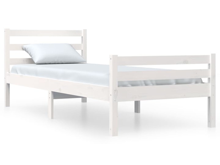 vidaXL Rama łóżka, biała, lite drewno, 75x190 cm, pojedyncza Łóżko drewniane Kolor Biały Styl Tradycyjny