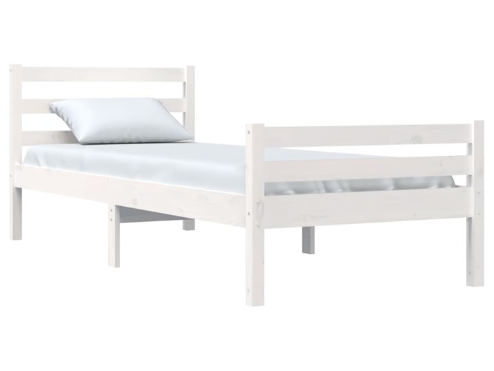 vidaXL Rama łóżka, biała, lite drewno, 75x190 cm, pojedyncza Łóżko drewniane Styl Tradycyjny Kolor Biały