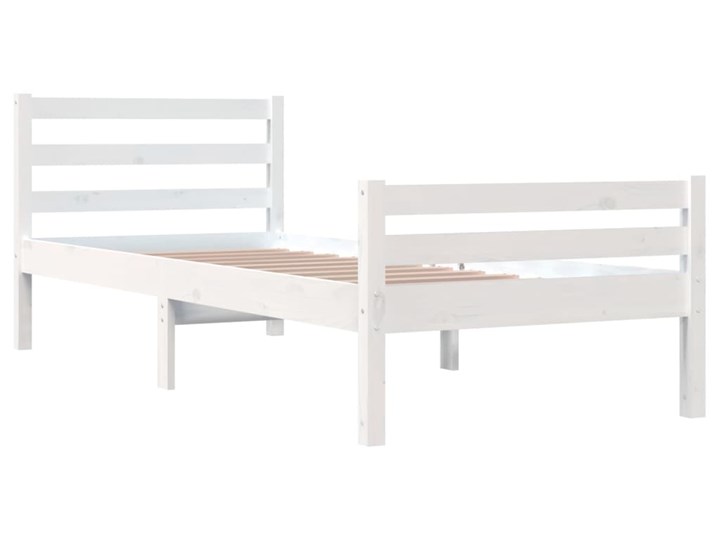 vidaXL Rama łóżka, biała, lite drewno, 75x190 cm, pojedyncza Styl Nowoczesny Łóżko drewniane Kolor Biały