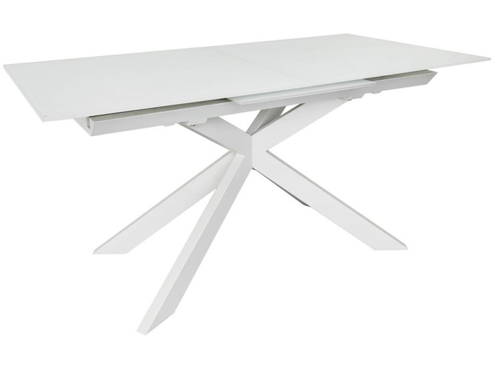 Stół rozkładany blat (płyta MDF stal szkło hartowane) - nogi stalowe biały 160-210x76 cm Kategoria Stoły kuchenne