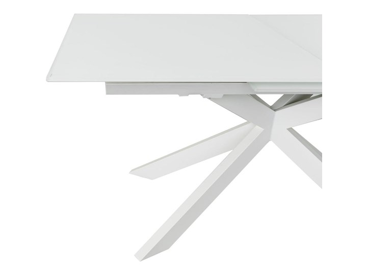 Stół rozkładany blat (płyta MDF stal szkło hartowane) - nogi stalowe biały 160-210x76 cm Rozkładanie Rozkładane Kategoria Stoły kuchenne