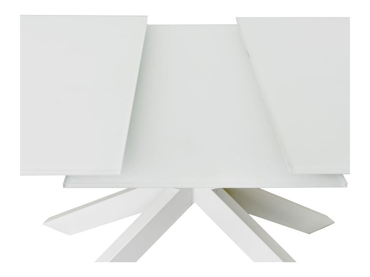 Stół rozkładany blat (płyta MDF stal szkło hartowane) - nogi stalowe biały 160-210x76 cm Kategoria Stoły kuchenne