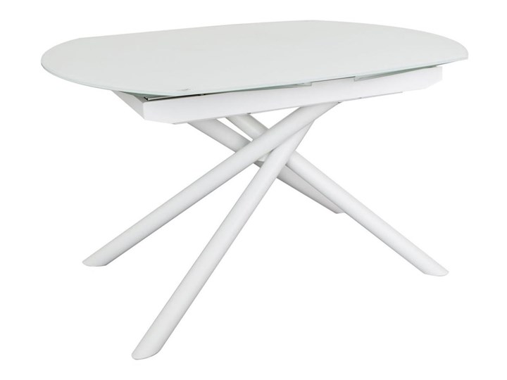 Stół rozkładany blat (płyta MDF stal szkło hartowane) - nogi stalowe biały 130-190x78 cm