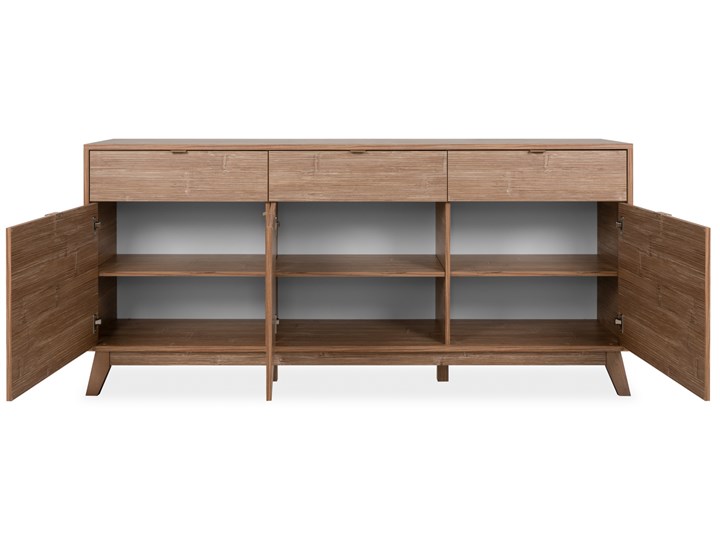 Pojemna komoda z szafkami i szufladami Boobang 180 wzór bambusa Wysokość 83 cm Płyta MDF Szerokość 150 cm Wysokość 70 cm Głębokość 40 cm Drewno Szerokość 180 cm Kategoria Komody
