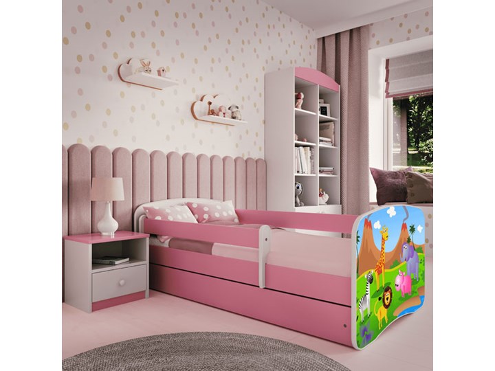 Łóżko dla dziewczynki z materacem Happy 2X mix 80x180 - różowe Płyta meblowa Pojedyncze Z szufladą Z barierką Rozmiar materaca 80x180 cm