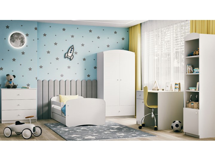 Łóżko dla dziecka z szufladą Happy 2X mix 80x180 - białe Neutralne Styl Skandynawski Płyta meblowa Pojedyncze Rozmiar materaca 80x180 cm