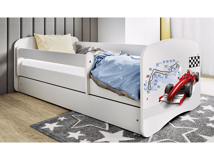 Łóżko dla dziecka z szufladą Happy 2X mix 80x180 - białe Pojedyncze Rozmiar materaca 80x180 cm Neutralne Płyta meblowa Styl Skandynawski
