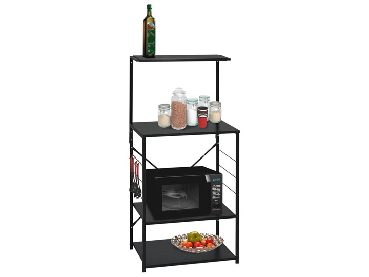 vidaXL Szafka na mikrofalówkę, czarna, 60x39,6x123 cm Płyta MDF Stal Kolor Czarny