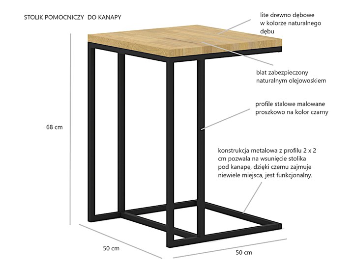 Stolik pomocniczy pod laptopa z drewna dębowego - Senise 4X Zestaw stolików Drewno Szerokość 50 cm Kategoria Stoliki i ławy Wysokość 68 cm Długość 50 cm Stal Metal Płyta meblowa Styl Minimalistyczny