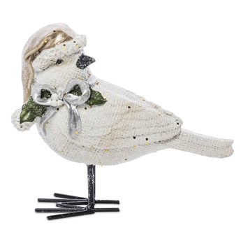 PTASZEK W ZŁOTEJ CZAPCE ozdoba figurka zimowa ptak patrzący do tyłu, wys 14 cm
