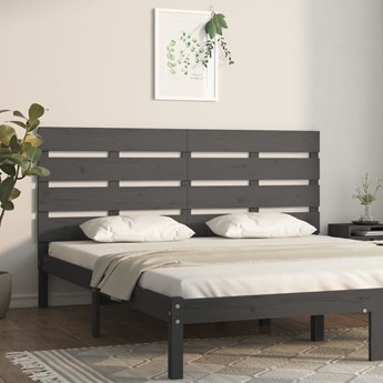 vidaXL Wezgłowie łóżka, szare, 140x3x80 cm, lite drewno sosnowe