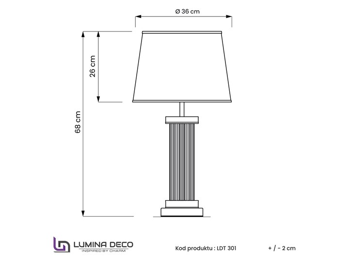 LAMPA NOCNA GLAMOUR CZARNO-MOSIĘŻNA LA BOTTE Mosiądz Lampa z abażurem Lampa z kloszem Metal Kolor Czarny Tkanina Szkło Wysokość 26 cm Wysokość 68 cm Pomieszczenie Jadalnia
