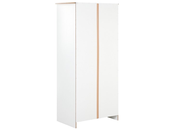 Beliani Szafa biała płyta pilśniowa 79 x 52 x 180 cm skandynawska drzwi panelowe z półkami drążek ubraniowy do sypialni Metal Szerokość 79 cm Drewno Głębokość 52 cm Styl Skandynawski