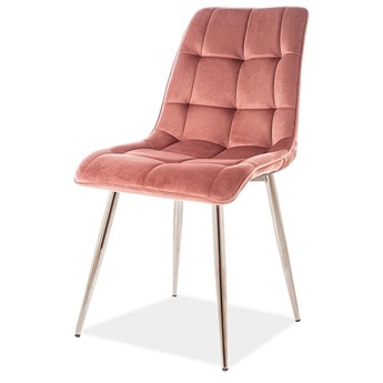 SELSEY Krzesło tapicerowane Briare różowe na srebrnych nóżkach