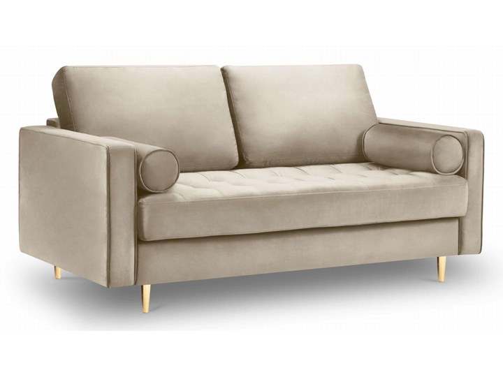 Sofa dwuosobowa pikowana Santo aksamit beżowa na złotych nóżkach