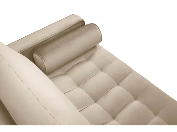 Sofa dwuosobowa pikowana Santo aksamit beżowa na złotych nóżkach Szerokość 174 cm Głębokość 90 cm Typ Gładkie