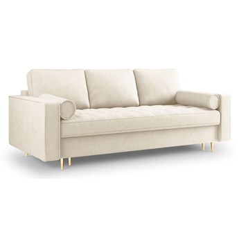 Rozkładana sofa 3 osobowa Santo strukturalna jasny beż nóżki złote