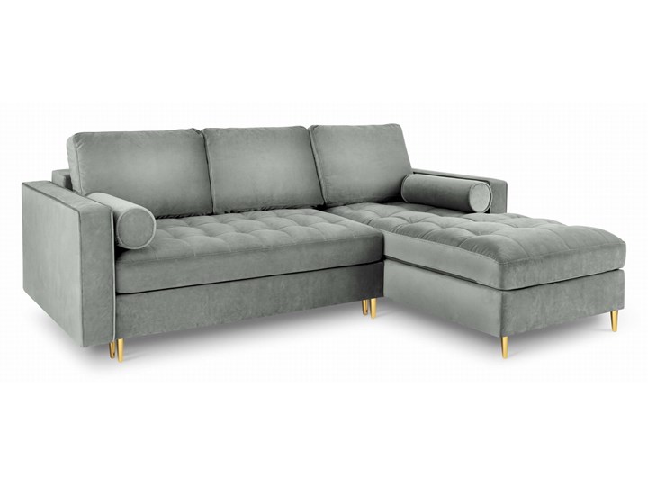 Narożna sofa z funkcją spania pikowana Santo aksamit szara nóżki złote Szerokość 240 cm Głębokość 175 cm Materiał obicia Tkanina Wysokość 96 cm Kategoria Narożniki