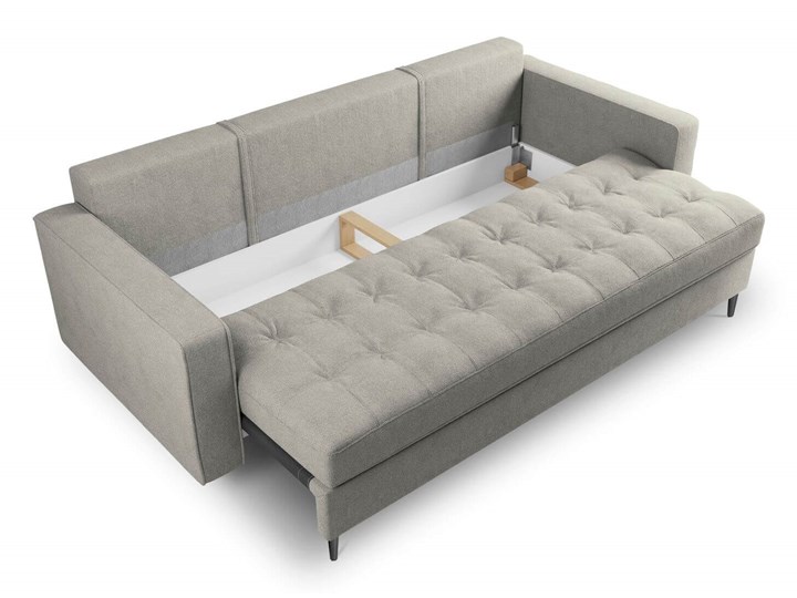 Rozkładana sofa 3 osobowa Santo strukturalna jasny szary nóżki czarne Szerokość 225 cm Głębokość 100 cm Funkcje Z funkcją spania
