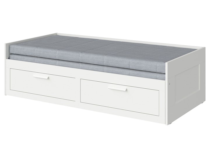 IKEA BRIMNES Leżanka z 2 szufladami, 2 materace, biały/Ågotnes twardy, 80x200 cm Kategoria Łóżka do sypialni