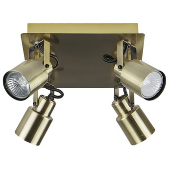 Beliani 4-punktowa lampa sufitowa mosiężna metalowy regulowane styl industrialny kwadratowa szyna