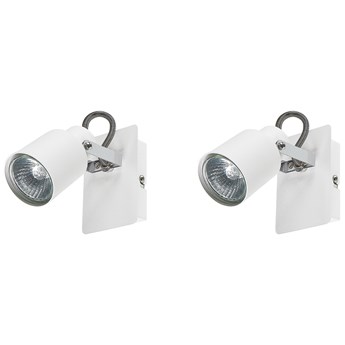 Beliani Zestaw 2 lamp ściennych biały metalowy regulowane 1-punktowy styl industrialny