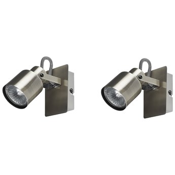Beliani Zestaw 2 lamp ściennych srebrny metalowy regulowane 1-punktowy styl industrialny