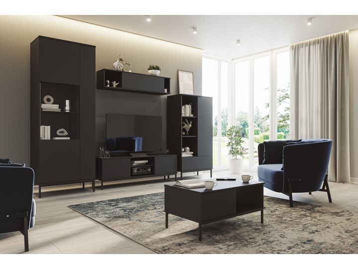 SELSEY Szafka wisząca Perila 135 cm zamykana czarny Płyta laminowana Płyta MDF Płyta meblowa Styl Nowoczesny