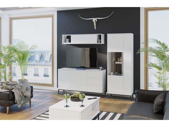 SELSEY Komoda dwudrzwiowa Perila 150 cm z szufladami biała Z szafkami Płyta MDF Wysokość 80 cm Głębokość 41 cm Kolor Biały