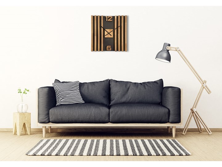 Zegar ścienny drewniany LAMELE SQ 60cm Tworzywo sztuczne Drewno Kwadratowy Szerokość 60 cm Kategoria Zegary Pomieszczenie Sypialnia