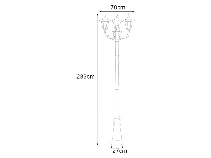 Wysoka zewnętrzna lampa stojąca K-7009A2/3 czarna z serii STANDARD Latarnia Kolor Czarny Kategoria Lampy ogrodowe