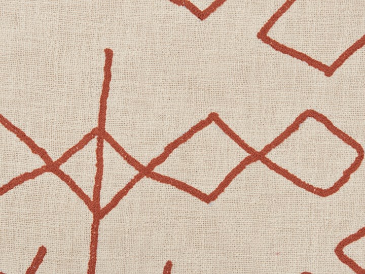 Beliani Koc beżowy z czerwonym bawełniany 130 x 180 cm z wyszywanym wzorem i frędzlami w stylu boho Bawełna 130x180 cm Wzór Geometryczny