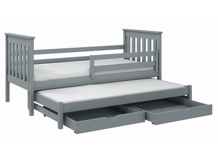MEGA PROMOCJA TYMON Łóżko piętrowe wysuwane NISKIE 90x190 popiel niskie Lano Meble Drewno Rozmiar materaca 90x190 cm Podwójne Neutralne Z szufladą Kolor Szary