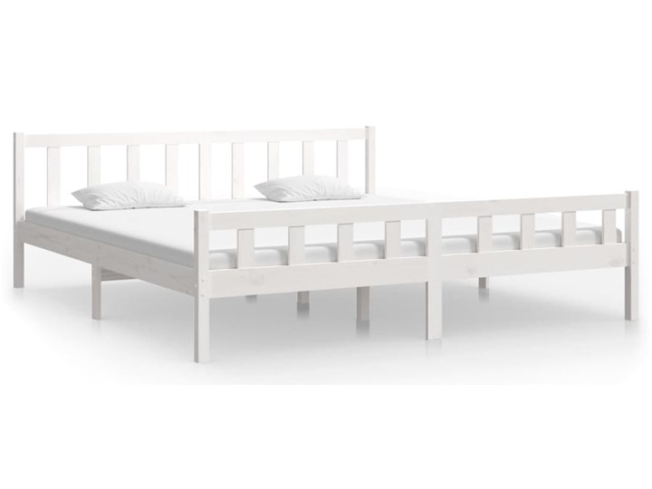 vidaXL Rama łóżka, biała, lite drewno, 200 x 200 cm Łóżko drewniane Styl Rustykalny