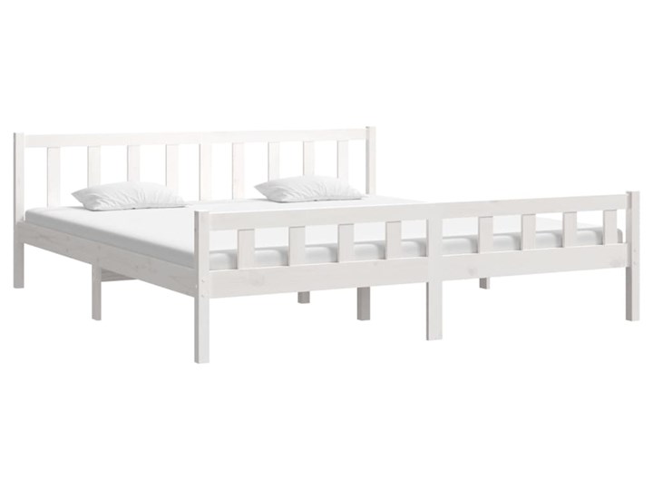 vidaXL Rama łóżka, biała, lite drewno, 200 x 200 cm Styl Tradycyjny Łóżko drewniane Rozmiar materaca 200x200 cm