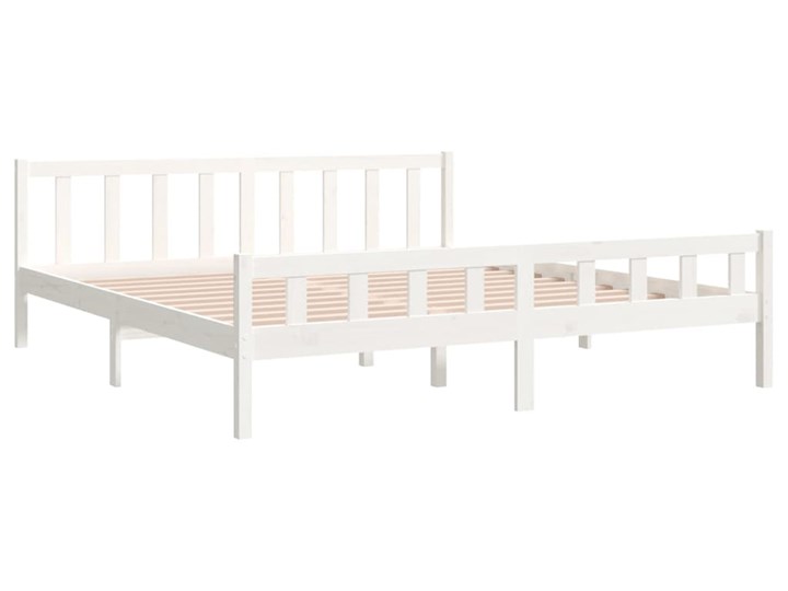 vidaXL Rama łóżka, biała, lite drewno, 200 x 200 cm Kolor Biały Łóżko drewniane Styl Tradycyjny